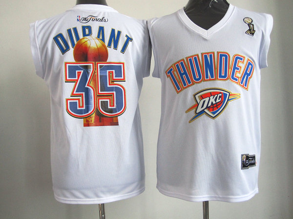 NBA Oklahoma City Thunder 35 Kevin Durant 2012 NBA Finals Champions White Jersey